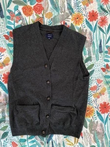 GANT MENS Dark Grey Lambswool Waistcoat Size 3XL - Picture 1 of 9