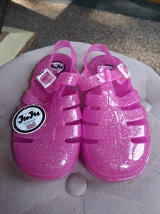 JuJu Mädchen Neon Pink Glitzer Sommer Gummi Schuhe Sandalen Größe 12 UVP £20 NEU - Bild 1 von 6