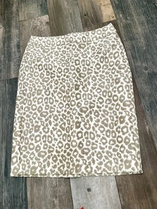 Banana Republic Metallic Gold & Cream Leopard Animal Print Pencil Skirt- size 4 - Picture 1 of 8