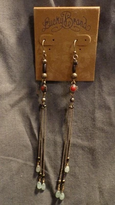 PENDIENTES SEMIPRECIOSOS MARCA LUCKY PIEDRA VERDE CLARO COLGANTE JOYERÍA BOHO Foto 1 de 4