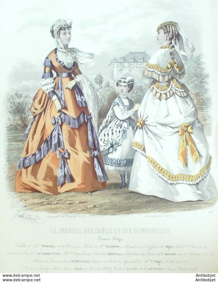 Gravure Mode J.Dames & Demoiselles 1860 # 896 (Old Fashion plate) - Photo 1/1