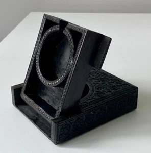Finely, Ornately Carved Anglo-Indian Ebony Pocket Watch Holder Victorian/19th C. - Picture 1 of 21