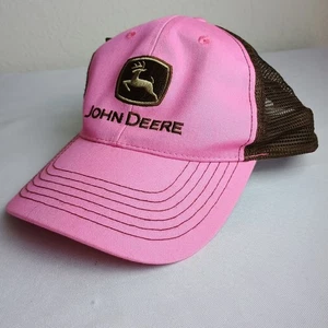 John Deere Women's Trucker Hat Cap Pink/Brown Mesh Back Adjustable NWT - Picture 1 of 8