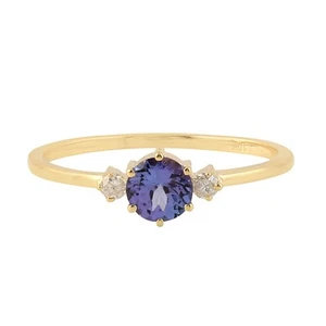 Anillo de compromiso tanzanita diamante 10K anillo de oro amarillo joyería... - Imagen 1 de 6