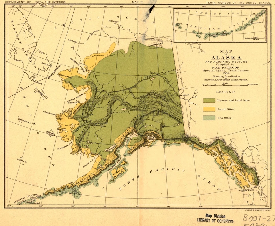 A4 Reprint of American Cities Towns States Map Alaska - Image 1 of 1