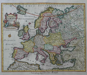 New Europe Delineation - Rare Map of Europe - Peter Conrath Month -1760 - Picture 1 of 3