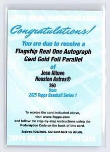 2025 Topps Series 1 Jose Altuve Gold Foil Real One Auto /50 Redemption ASTROS - Bild 1 von 2