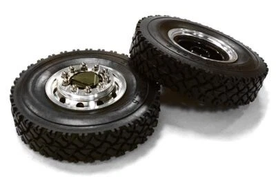 Machined Alloy T6 Front Wheel & XC Tire Set for Tamiya 1/14 Scale Tractor Trucks - Image 1 of 3
