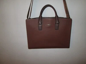 BOSTANTEN Brown Leather Briefcase Shoulder Laptop Business Slim Unisex Bag - Picture 1 of 8