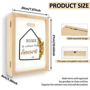 Key Holder Wall Mount Wood Key Box with 6 Key Hooks Decorative Key Cabinet jeTjf - Picture 1 of 11