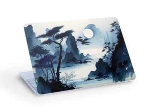 Blaue Küstenlandschaft JAPANISCHE Tusche Malerei LAPTOP SKIN Aufkleber-Sondergröße - Bild 1 von 2