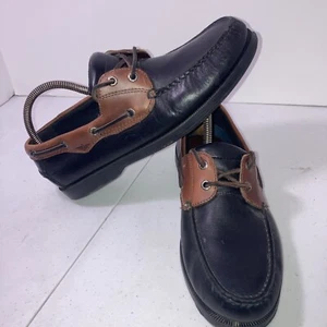 mens dockers boat shoes black and brown leather size 9.5 - Picture 1 of 7