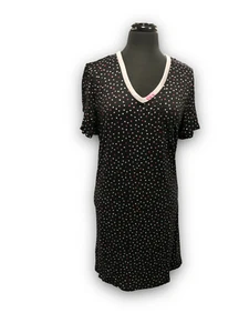 CHARMOUR - Women's Peached Jersey Shirttail Sleep Shirt with Heart Buttons - Picture 1 of 17