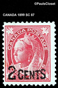 CANADA 1899 SC 87 QUEEN VICTORIA CARMINE 3¢ OP 2¢ MNH OG VERY FINE - Picture 1 of 2