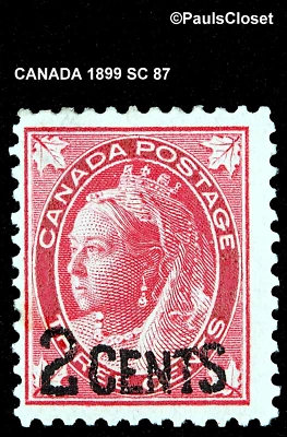 CANADÁ 1899 SC 87 QUEEN VICTORIA CARMINE 3¢ OP 2¢ MNH OG MUY FINO Foto 1 de 2