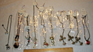 Lot 10 NEW Pendant Necklaces - Costume Fashion Jewelry Cross, Tinker Bell, Heart - Picture 1 of 9