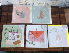 Caroline Gardner Selection of Greetings Cards - Pk 5 - New Baby/ Thank You Etc