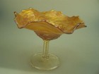 Vintage Northwood Blossomtime marigold carnival glass ruffled comport compote