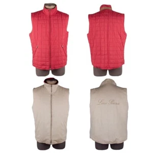 LORO PIANA Dusty Red Cream Cotton Reversible Quilted Logo Vest size XL - Picture 1 of 14