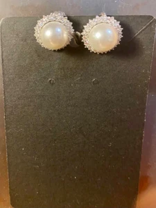 Nadri Swarovski Ohrringe echte Perlen 15 mm 190 $ neu ohne Etikett #200 - Bild 1 von 3