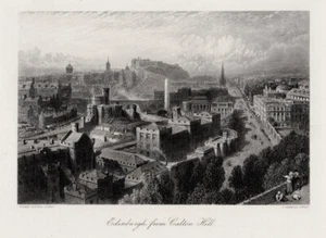 Großbritannien: Edinburgh vom Calton Hill. Echter Stahlstich um 1875 - Picture 1 of 1