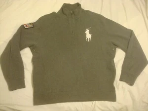 Polo grande vintage para hombre de Ralph Lauren Ski Patrol gris 1/4 cremallera  - Imagen 1 de 4