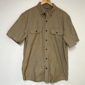 Vintage Carhartt Button Up Shirt Y2K Workwear Tan Beige Vtg - Picture 1 of 2