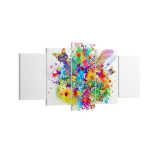Quadro su Tela 160x85cm Farfalla colore fiore composizione Stampe Murale - Foto 1 di 10