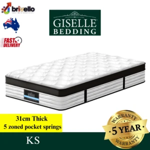 Giselle Mattress KING SINGLE Bed Plush Euro Top Pocket Spring Foam Medium Firm - Picture 1 of 8