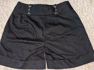 Adrienne Vittadini - S 4 Black Metal Horsebit Buckle Shorts Small #237 - Picture 1 of 8