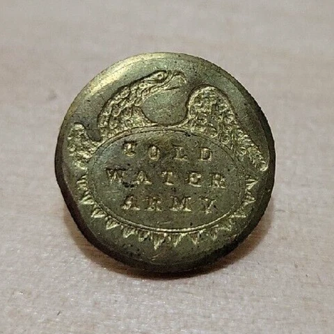 Rare Antique Button, 1840 Cold Water Army, by Rich Orange Cover