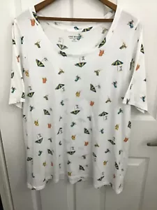 Lane Bryant Women's White W/Beach Theme Graphic Perfect Sleeve Tee 14/16 - Picture 1 of 4