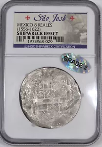 (1556-1622) Mexico 8 Reales Silver "Sao Jose" ShipWreck / NGC Shipwreck - Picture 1 of 2