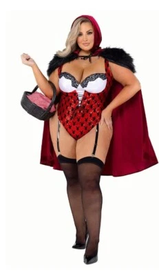 FATO PLAYBOY PLUS SIZE 2X FLORESTA ENCANTADA CAPUZ VERMELHO HALLOWEEN NOVO - Imagem 1 de 4