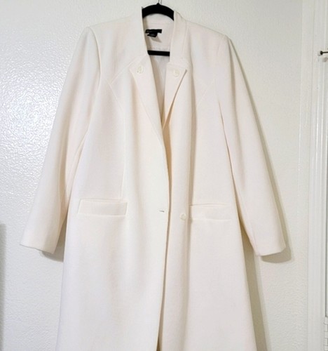 OFF WHITE Chiusura con bottoni bianca testurizzata lunga Lane Bryant taglia 14 16