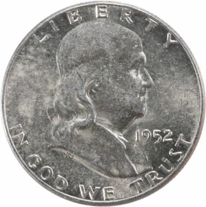 1952 Franklin mezzo dollaro argento AU non certificato #1059 - Foto 1 di 2