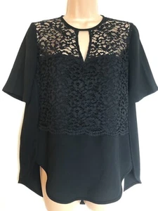 Whistles Top Blouse Lace Occasion black UK 12 M Workwear Office Busines - Picture 1 of 9