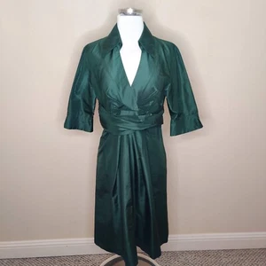 Donna Ricco 100% Silk Dress Size 8 Women's Pleated Midi Half Sleeve - Picture 1 of 10