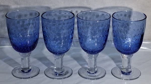 4 bicchieri da vino blu soffiati a mano Zrike Pavilion calici tazze bolle controllate - Foto 1 di 7
