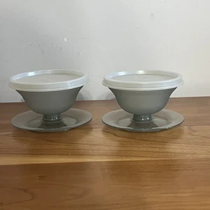 2 Vintage Tupperware Pudding Parfait Jello Dessert Cups/Lids 754-25 Very Good - Picture 1 of 5