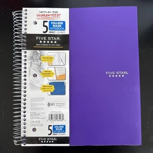 NEW Office Depot 5-Subject Wide Ruled Notebook 8" x 10.5" 180 Sheets - Picture 1 of 3