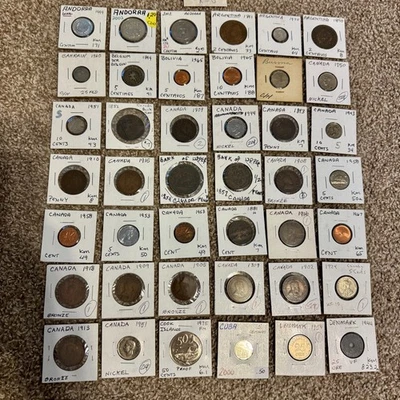 Lot of 42 Foreign Coins Countries A - M, Vintage,  Old As 1800’s - Image 1 of 4