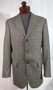 Vtg Men's 40L Chaps Ralph Lauren Tweed Sport Coat Jacket Blazer Black Plaid EUC - Picture 1 of 18