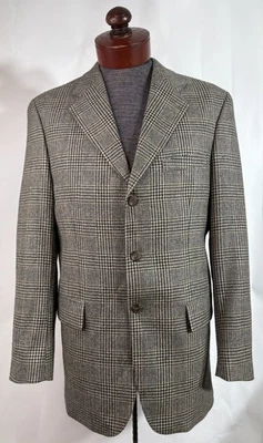 Vtg Men's 40L Chaps Ralph Lauren Tweed Sport Coat Jacket Blazer Black Plaid EUC - Image 1 of 4