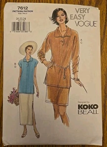 Vogue 7612 ungeschnittenes Schnittmuster, Misses' Petite Top & Rock, Größe 20-22-24 - Bild 1 von 3