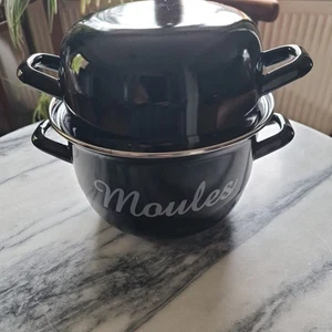 20 cm schwarzer Muscheltopf " Moules" aus Frankreich; der Bretagne. Nagelneu - Bild 1 von 6