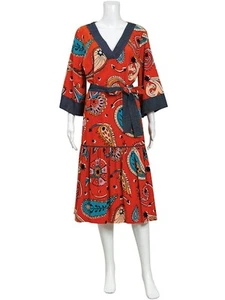 GORMAN Used Good Corduroy Paisley Midi Dress AU 12 - Picture 1 of 3