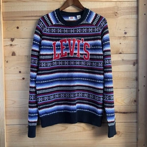 Levi’s Holiday Crew Neck Sweater Men’s Size L EUC Relaxed Fit Comfort Christmas - Picture 1 of 7