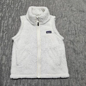 Patagonia Los Gatos Girls Sherpa Vest Size 7-8 Small Sleeveless Birch White - Picture 1 of 9