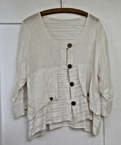 Weiße Bluse, Jacke, Leinen, Made in Italy, Größe ca. 44, viele Extras - Bild 1 von 9